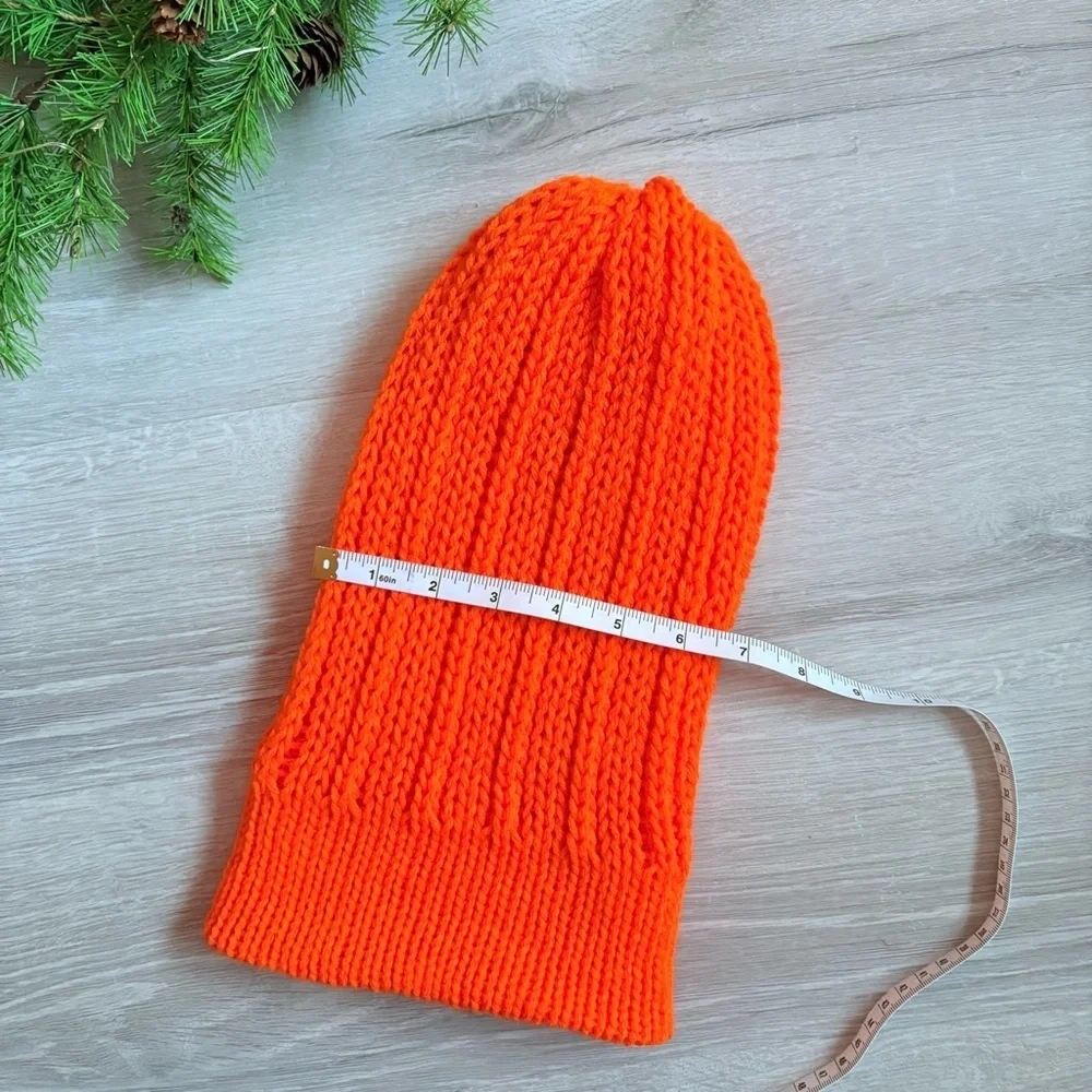 Handmade Orange Coral Knit Winter Beanie Hat